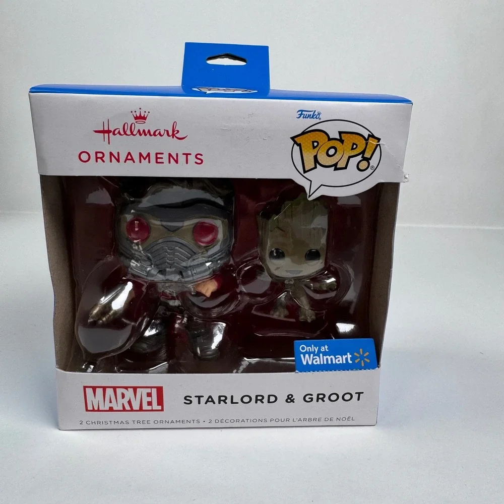 NIB Hallmark Funko Pop‎ Marvel StarLord & Groot Christmas Tree Ornaments Walmart